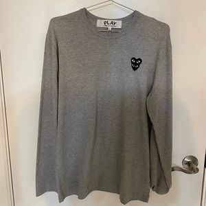 Comme des garcon grey black heart long sleeve